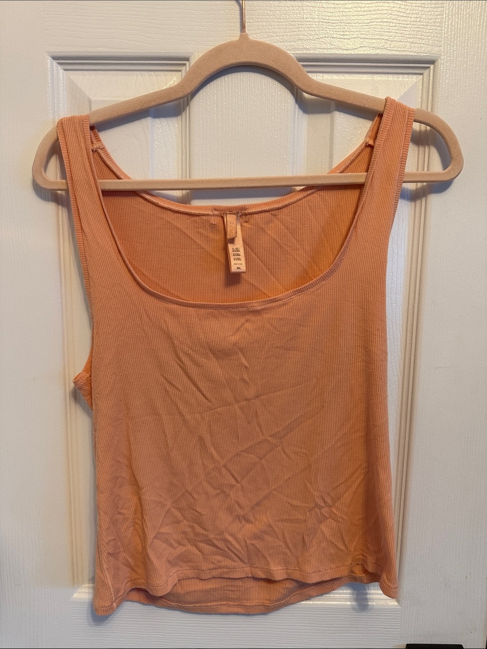 SKIMS Peach Cotton Ribbed Crop Tank Sz 3X